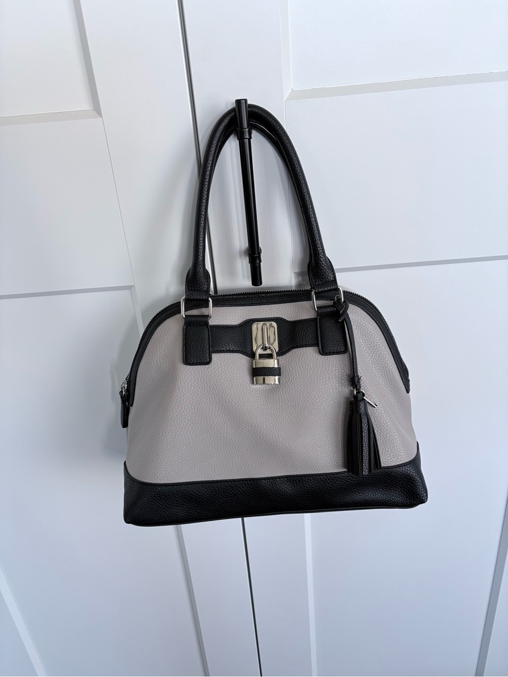 Nine West Two-Tone Dome Satchel - Black & Light Gray